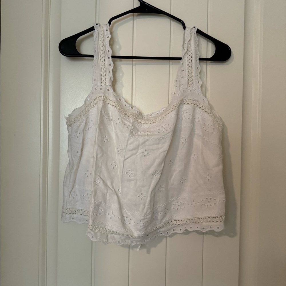 NWT Abercrombie Linen-Blend Tie-Back Squareneck Top